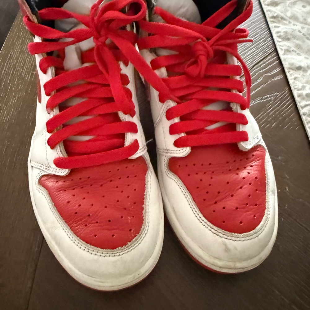 Jordan 1’s Red and White High-Top Sneakers size 7